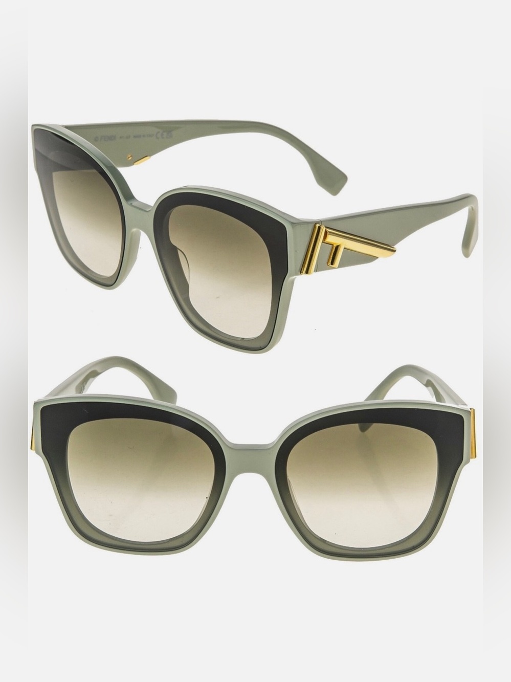 FENDI Green Logo Fashion Butterfly Sunglasses - Authentic  -NWOT